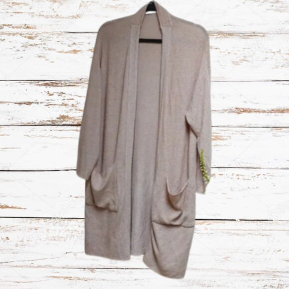 Zara Trafaluc extra long autumn supersized beige light tan open front cardigan - Picture 1 of 10